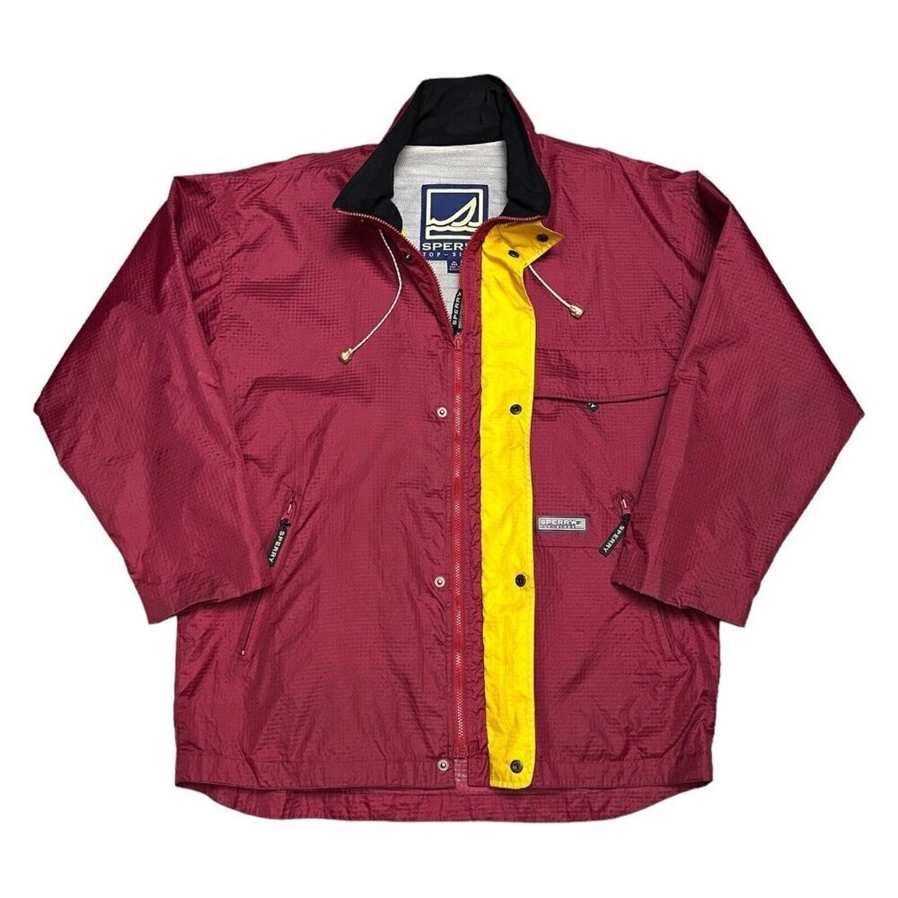 SPERRY Water Resistant Designer Light Windbreaker Red Jacket Mens XL